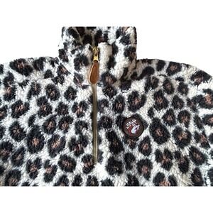 Buc-ees Cheetah Print Fleece Pullover Kids YXS Fuzzy Sherpa Quarter Zip